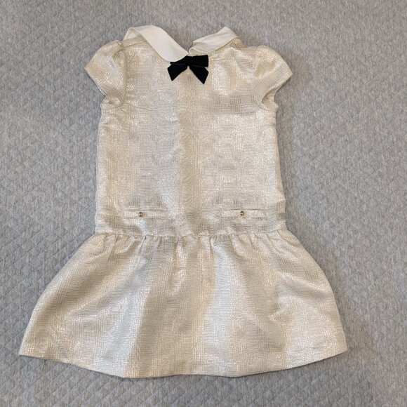 Janie and Jack Gold Metallic Brocade Dropwaist Dress 7 - Picture 2 of 4